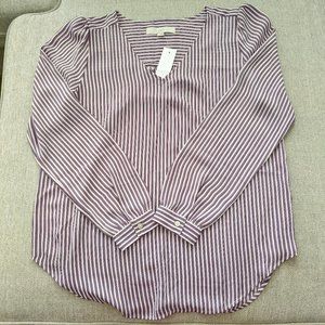 V-Neck Striped Blouse Ann Taylor NWT